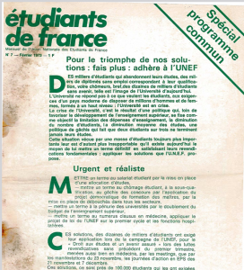 Etudiant
 s de France couv n° 7 1973